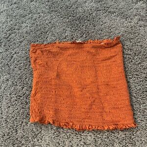 Orange ruffled tube top